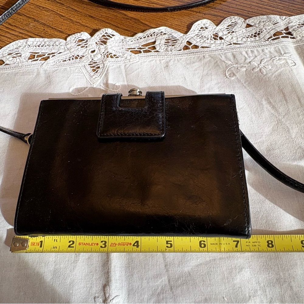 HOBO Black Leather Frame-Top Crossbody Bag - Picture 3 of 15
